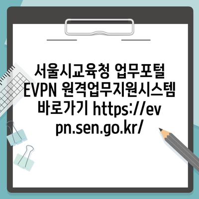 서울시교육청 업무포털 EVPN 원격업무지원시스템 바로가기 https://evpn.sen.go.kr/