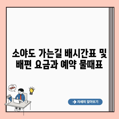 소야도 가는길 배시간표 및 배편 요금과 예약 물때표