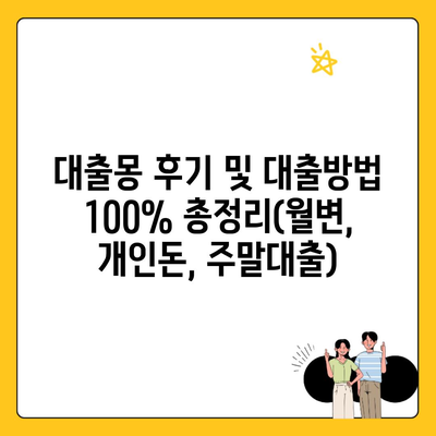 대출몽 후기 및 대출방법 100% 총정리(월변, 개인돈, 주말대출)