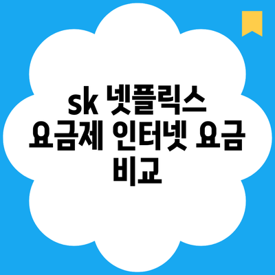 sk 넷플릭스 요금제 인터넷 요금 비교