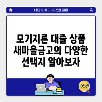 모기지론 대출 상품 새마을금고의 다양한 선택지 알아보자