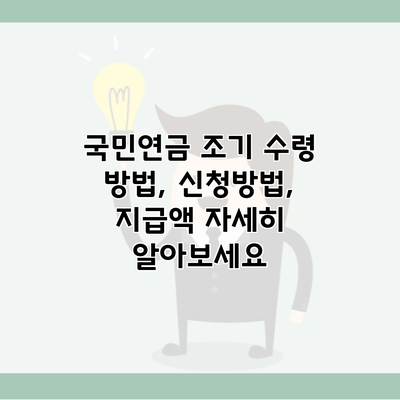 국민연금 조기 수령 방법, 신청방법, 지급액 자세히 알아보세요