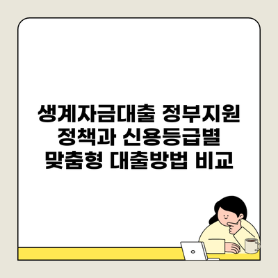 생계자금대출 정부지원 정책과 신용등급별 맞춤형 대출방법 비교