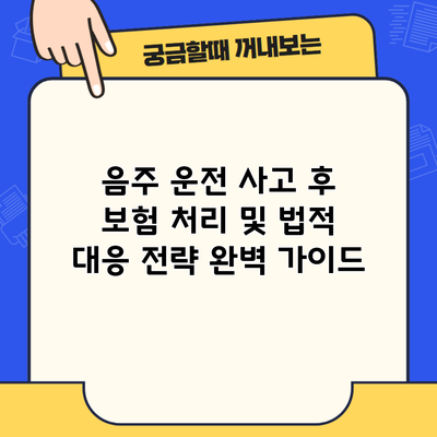 음주 운전 사고 후 보험 처리 및 법적 대응 전략 완벽 가이드