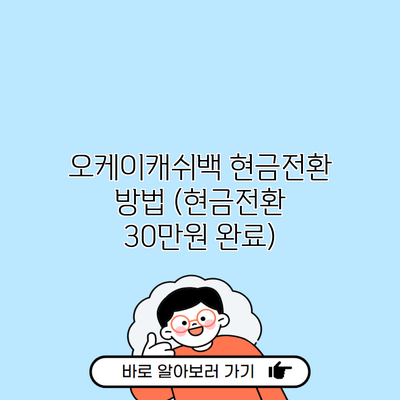 오케이캐쉬백 현금전환 방법 (현금전환 30만원 완료)