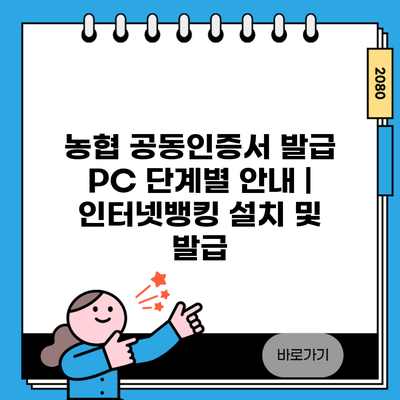 농협 공동인증서 발급 PC 단계별 안내 | 인터넷뱅킹 설치 및 발급