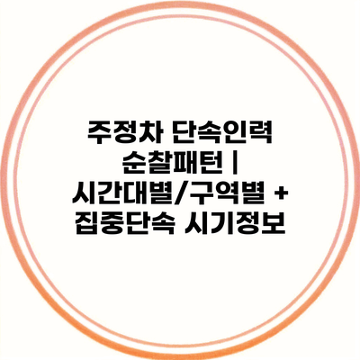 주정차 단속인력 순찰패턴 | 시간대별/구역별 + 집중단속 시기정보