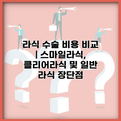 라식 수술 비용 비교 | 스마일라식, 클리어라식 및 일반 라식 장단점