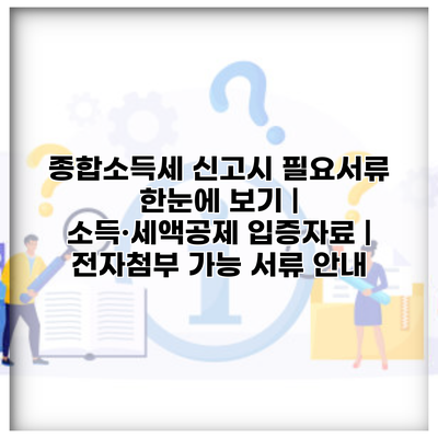 종합소득세 신고시 필요서류 한눈에 보기 | 소득·세액공제 입증자료 | 전자첨부 가능 서류 안내