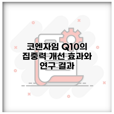 코엔자임 Q10의 집중력 개선 효과와 연구 결과