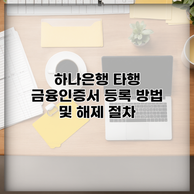 하나은행 타행 금융인증서 등록 방법 및 해제 절차