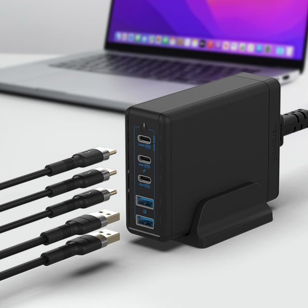 USB PD 226W PPS GaN 접지 멀티 초고속 충전기 GE410 블랙 상세 이미지 2