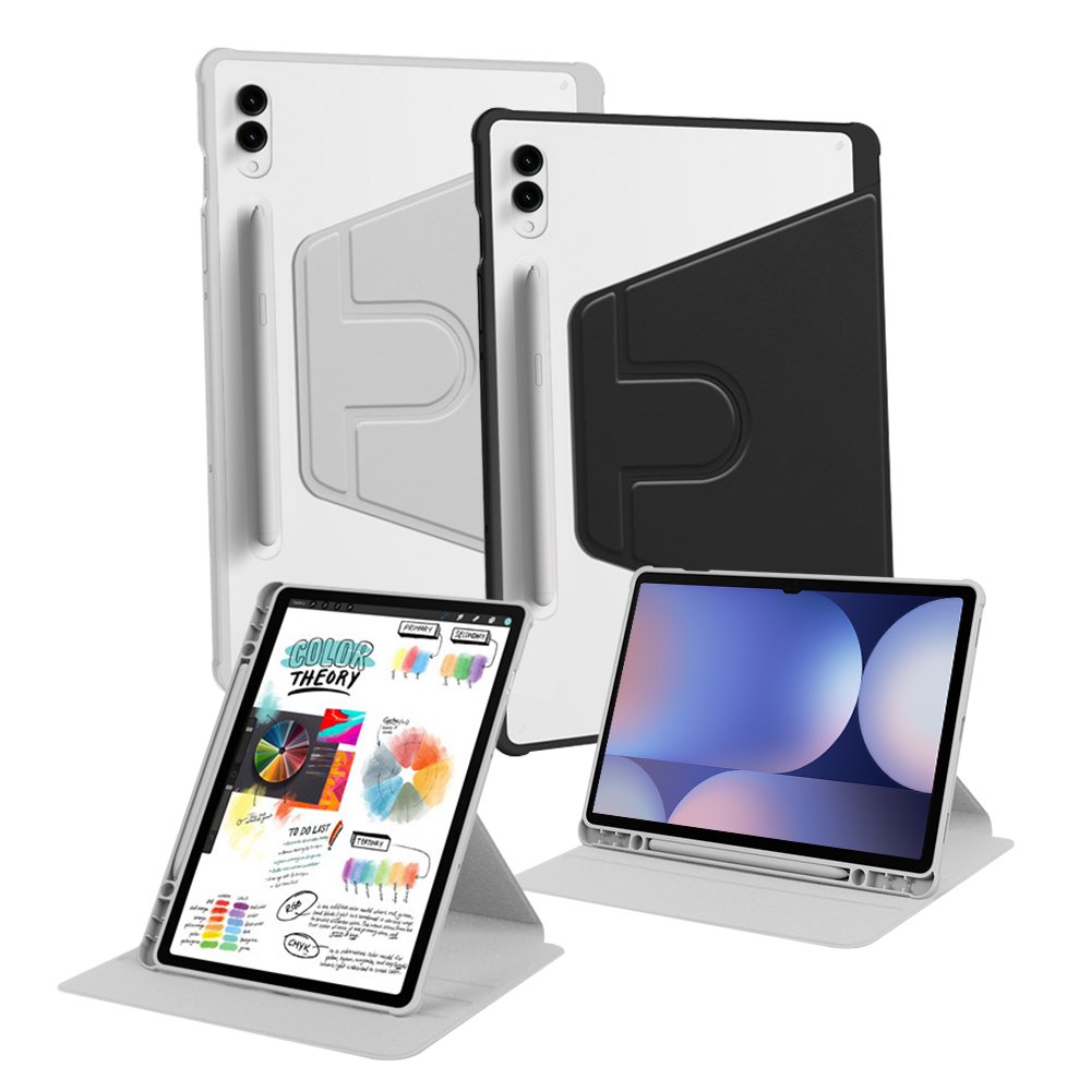 갤럭시탭 S9 FE 플러스 케이스 투명 S펜수납 북커버 회전 블랙, 탭 S9 FE+/S9+ 상세 이미지 2