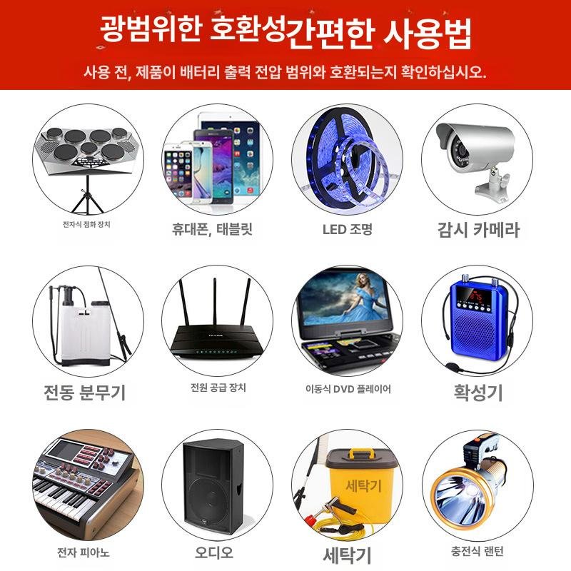 12V 대용량 이동식 전원 보조배터리 겸용 휴대용 충전기 캠핑 낚시 야외작업용 전원장치 상세 이미지 2