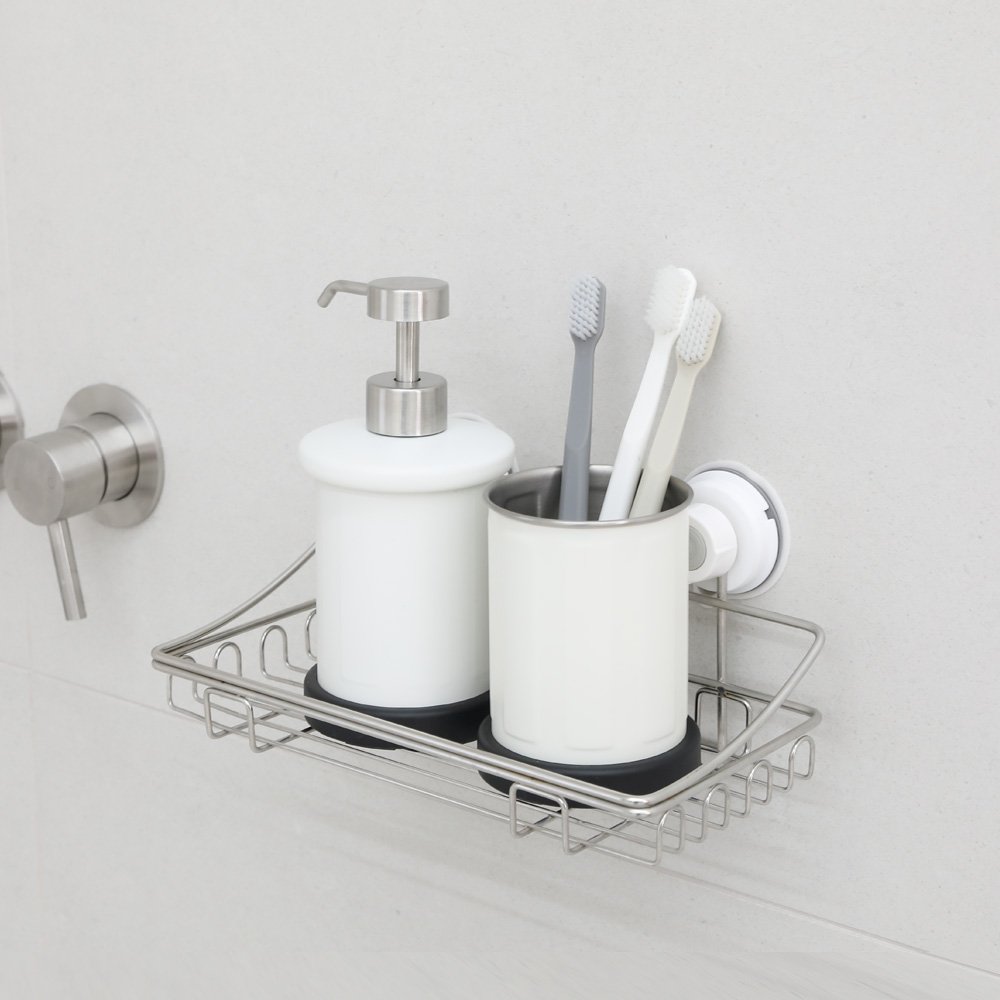 글라스터 흡착식 스테인레스 욕실 미니 평면 선반 S 상세 이미지 1