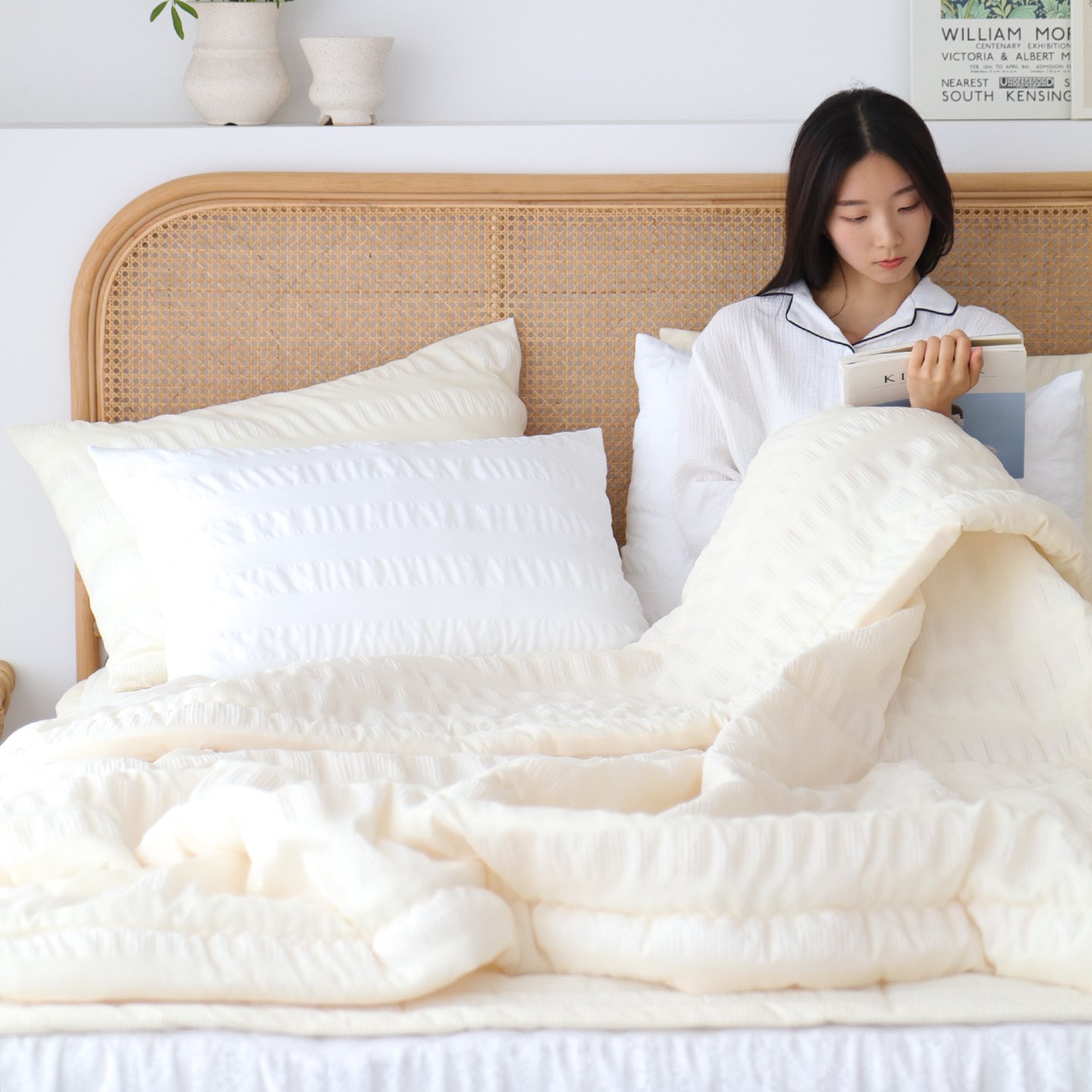 여름이불 간절기 차렵이불 핸드메이드 퀼팅 셔링 침구세트 상세 이미지 1