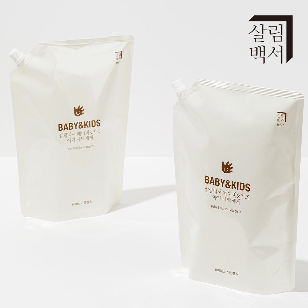 살림백서 베이비&키즈 아기세제 리필형 1800ml 유아세탁세제 상세 이미지 2