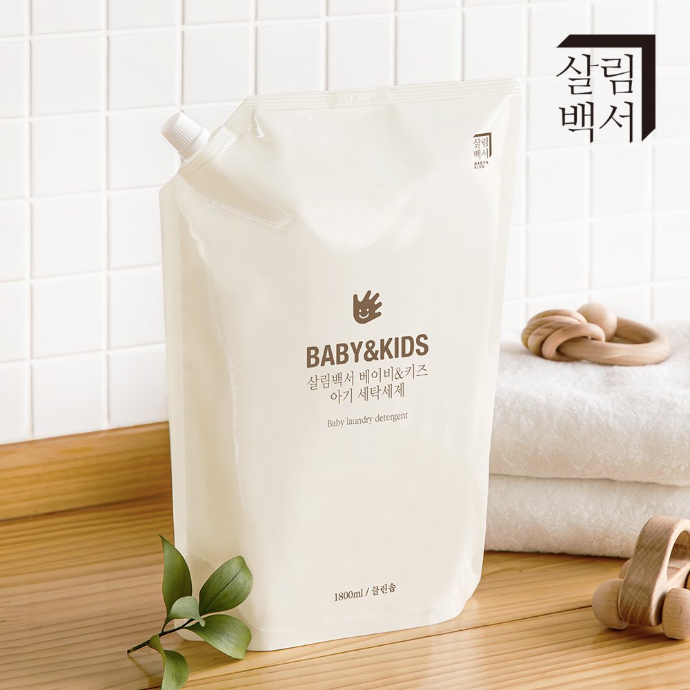 살림백서 베이비&키즈 아기세제 리필형 1800ml 유아세탁세제 상세 이미지 1