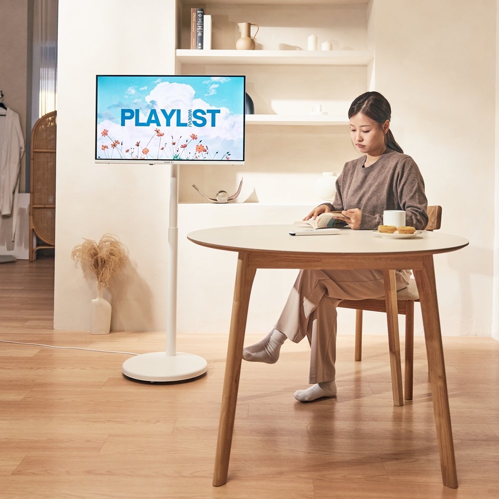 와이드무빙뷰 화이트에디션 삼탠바이미V3 셋트 QLED 109cm(43인치) UHD 4K 스마트 이동식 TV 중소바이미 유압식 높이조절 삼텐바이미 자가설치 상세 이미지 1