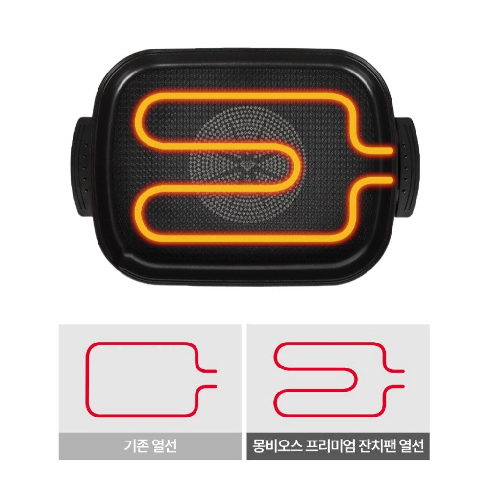 몽비오스 국산 전기 후라이팬 다이아몬드 코팅 61cm 대형 사각 프리미엄 잔치팬 전 팬 상세 이미지 2