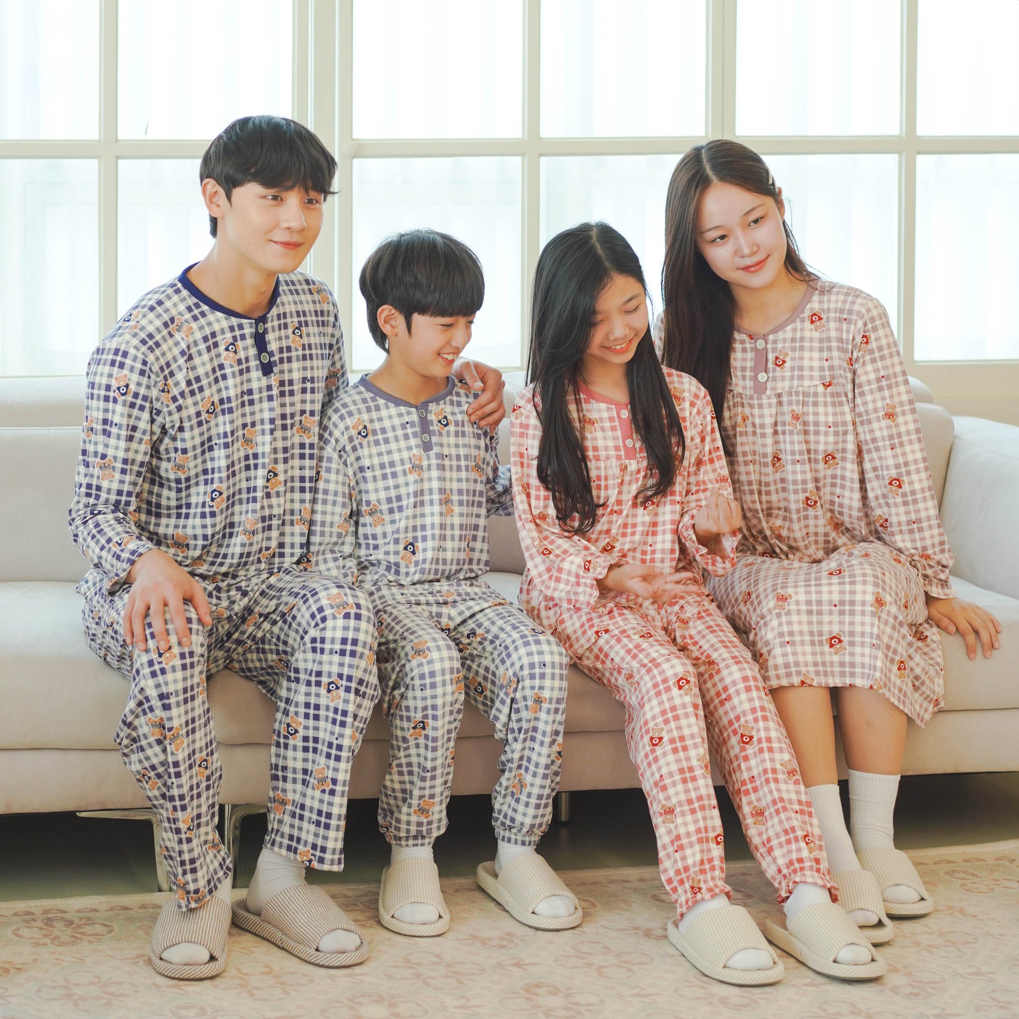 폭스클럽 잠옷 빅사이즈 피치기모 수면 가족 가을 겨울 원피스 파자마 홈웨어 상세 이미지 2