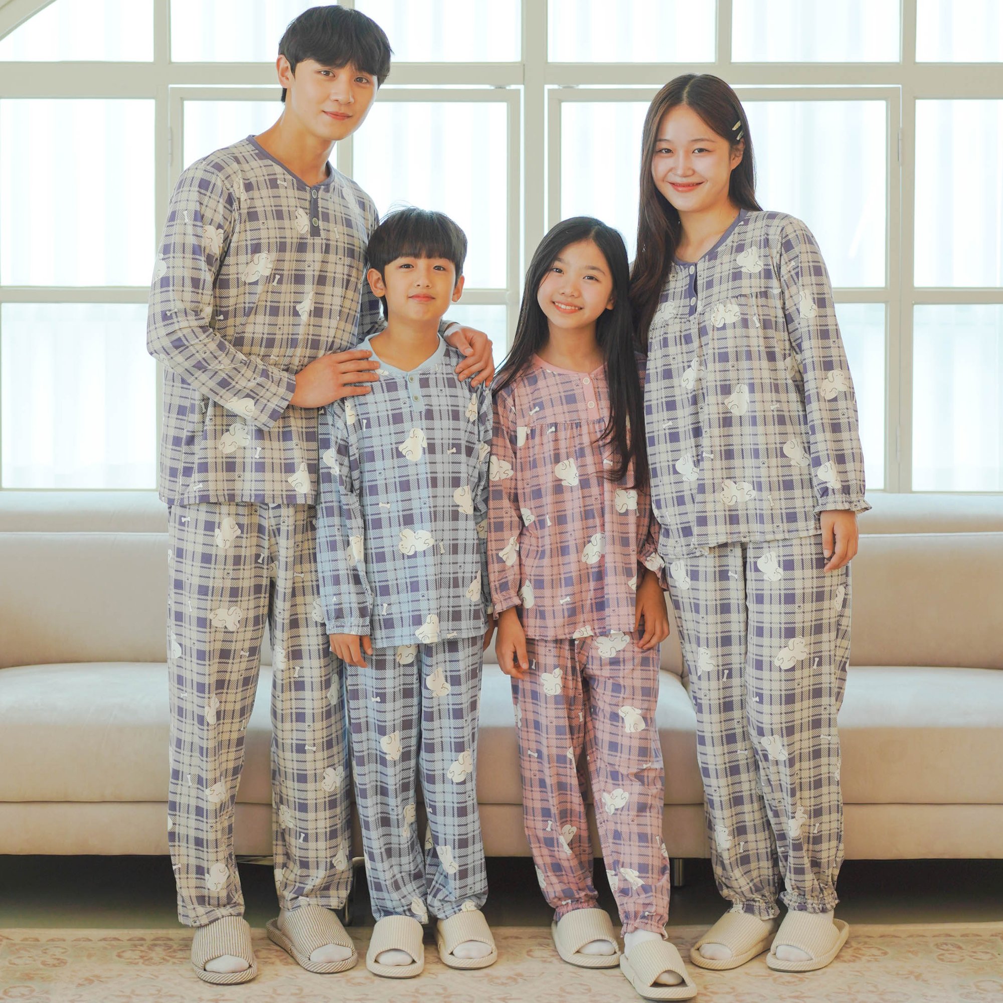 폭스클럽 잠옷 빅사이즈 피치기모 수면 가족 가을 겨울 원피스 파자마 홈웨어 상세 이미지 2