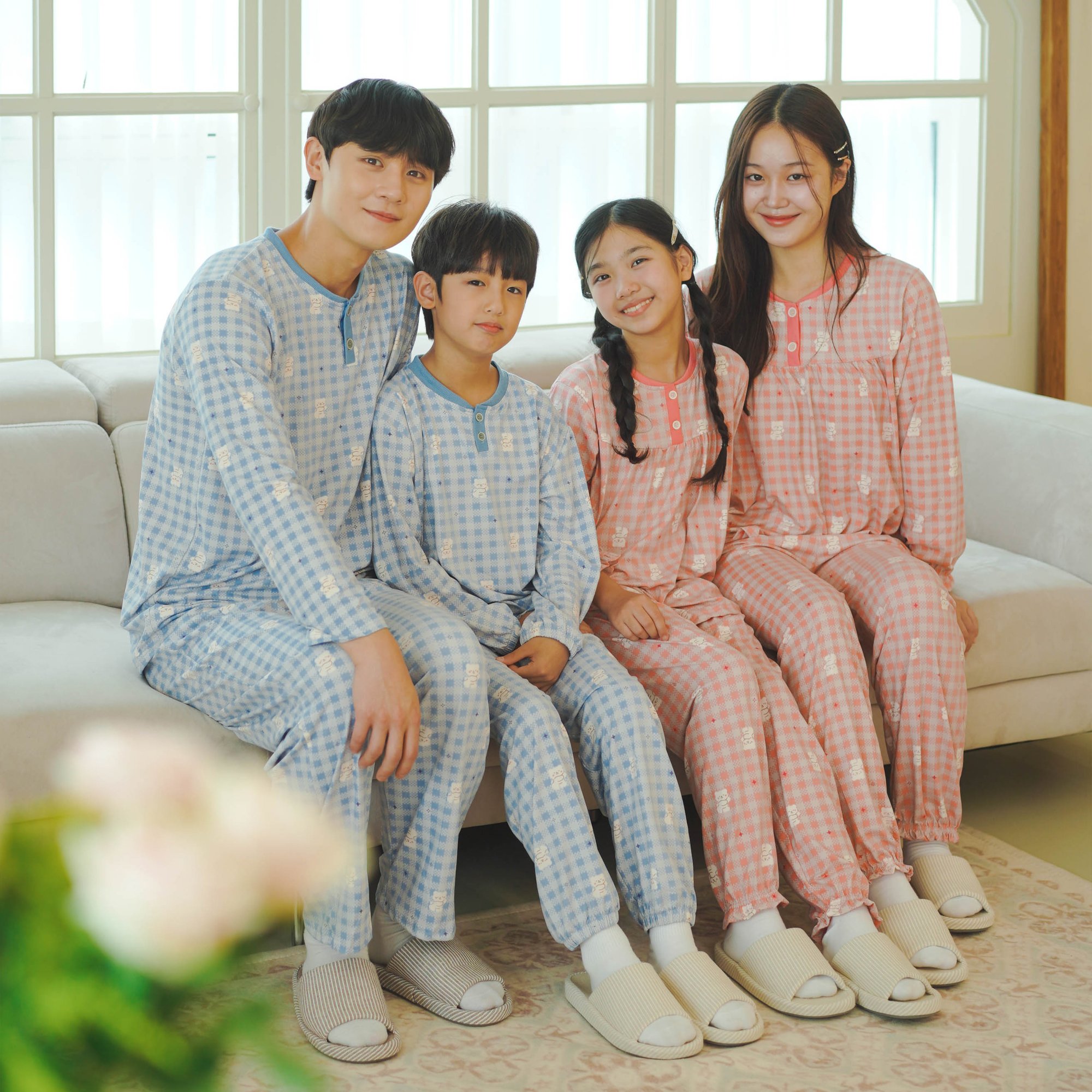 폭스클럽 잠옷 빅사이즈 피치기모 수면 가족 가을 겨울 원피스 파자마 홈웨어 상세 이미지 1