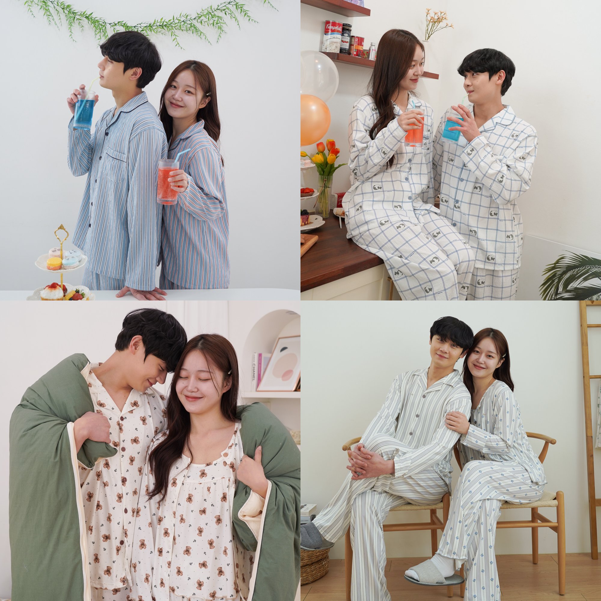 폭스클럽 잠옷 빅사이즈 피치기모 수면 가족 가을 겨울 원피스 파자마 홈웨어 상세 이미지 1