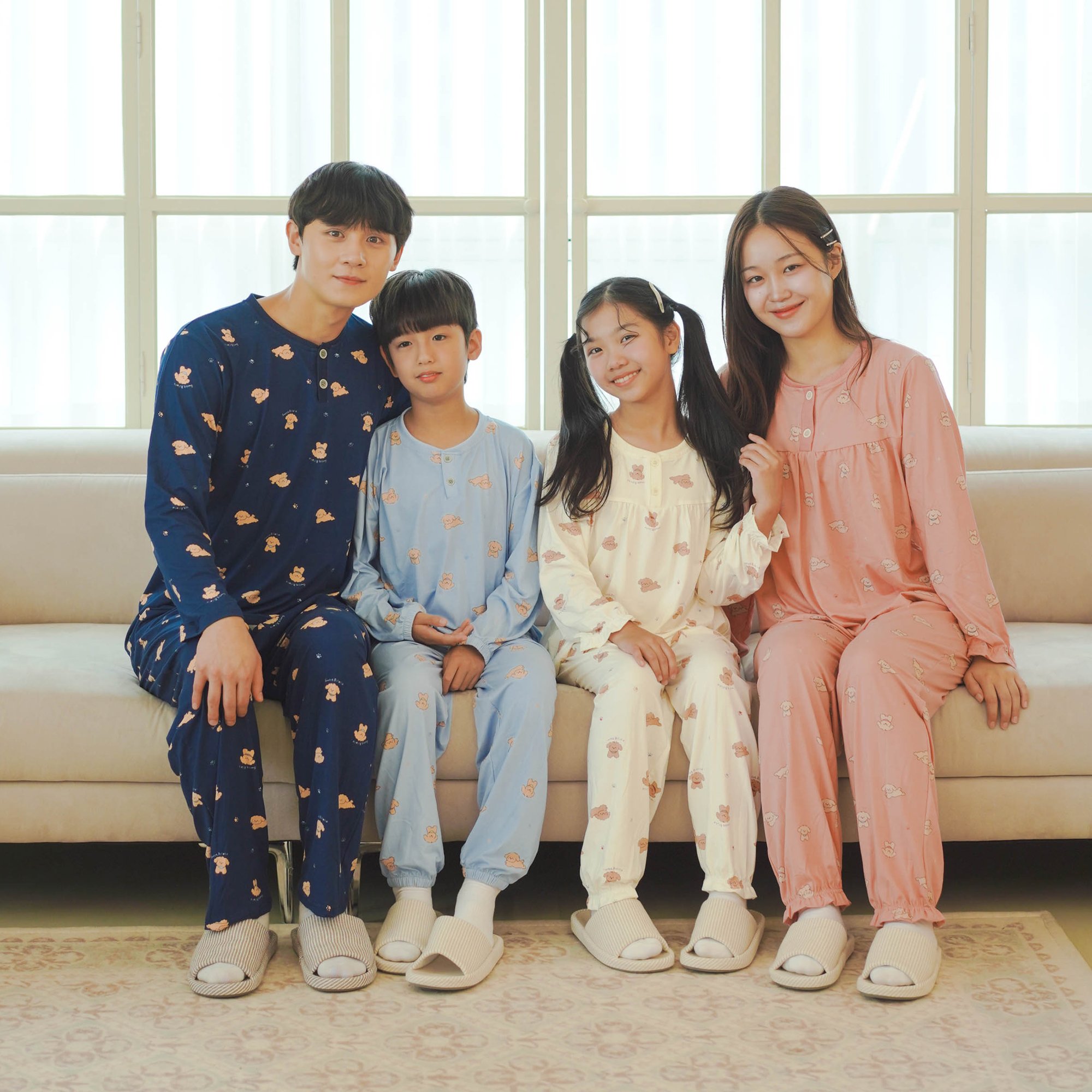 폭스클럽 잠옷 빅사이즈 피치기모 수면 가족 가을 겨울 원피스 파자마 홈웨어 상세 이미지 1